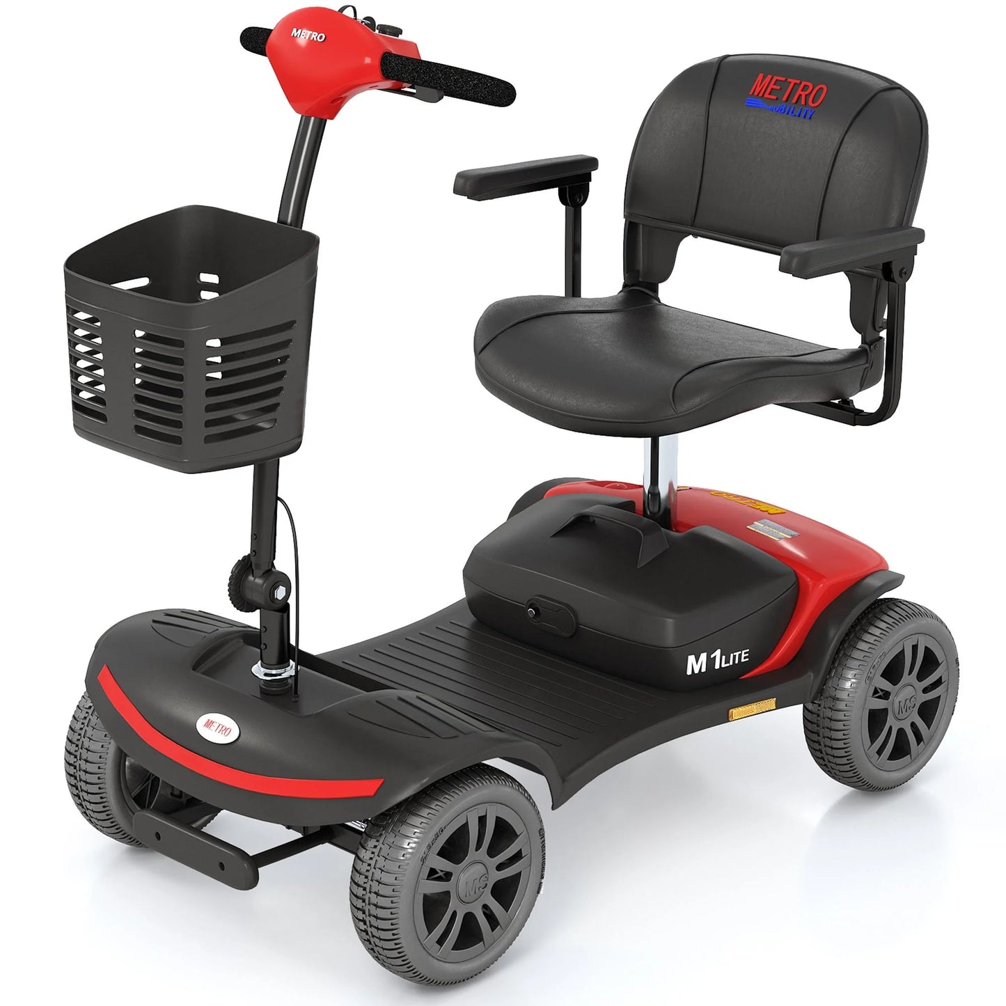 WALKSPACE Mobility Scooter for Seniors, Heavy Duty Electric Powered Mobile 4 Wheels Scooter for Travel, Best Gift for Elderly, 265LBS, Red