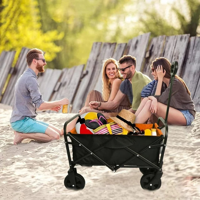 WALKSPACE Collapsible Wagon Cart with Wheels, Heavy Duty Utility Cart with All-Terrain Wheels, Portable Garden Cart for Garden, Beach, Lawn