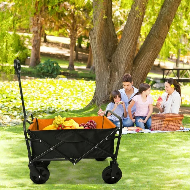 WALKSPACE Collapsible Wagon Cart with Wheels, Heavy Duty Utility Cart with All-Terrain Wheels, Portable Garden Cart for Garden, Beach, Lawn