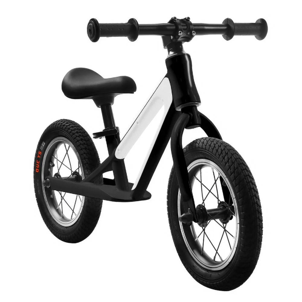 WALKSPACE Magnesium Alloy Frame Balance Bike for Kids 1-5 Years Lightweight Toddler Bicycle 12" Rubber Tires-Black